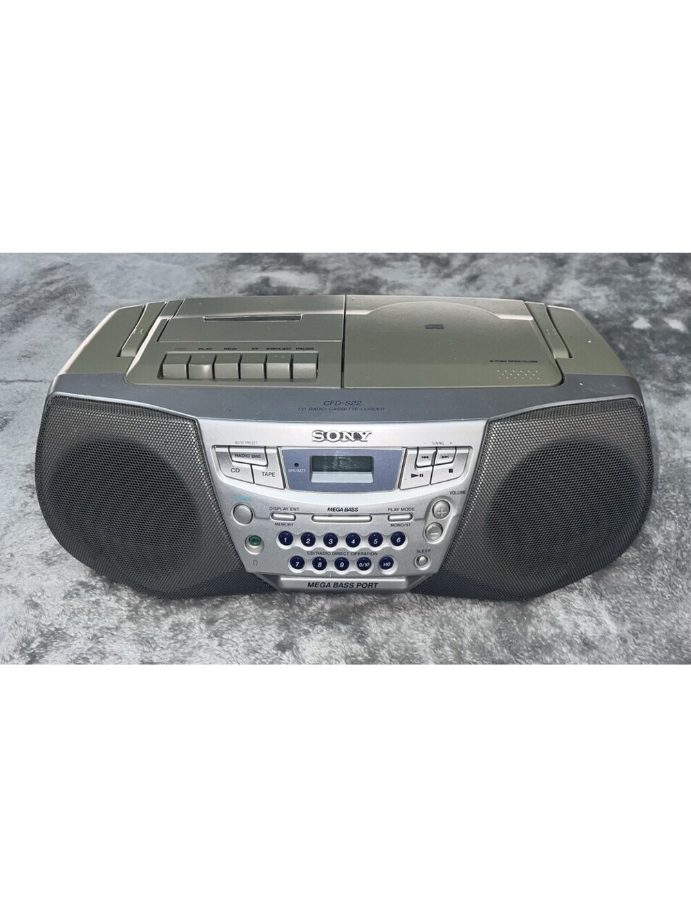 Sony CFD-S22 CD Cassette Boombox AM FM Radio AC Power Cord Mega Bass Vtg WORKS